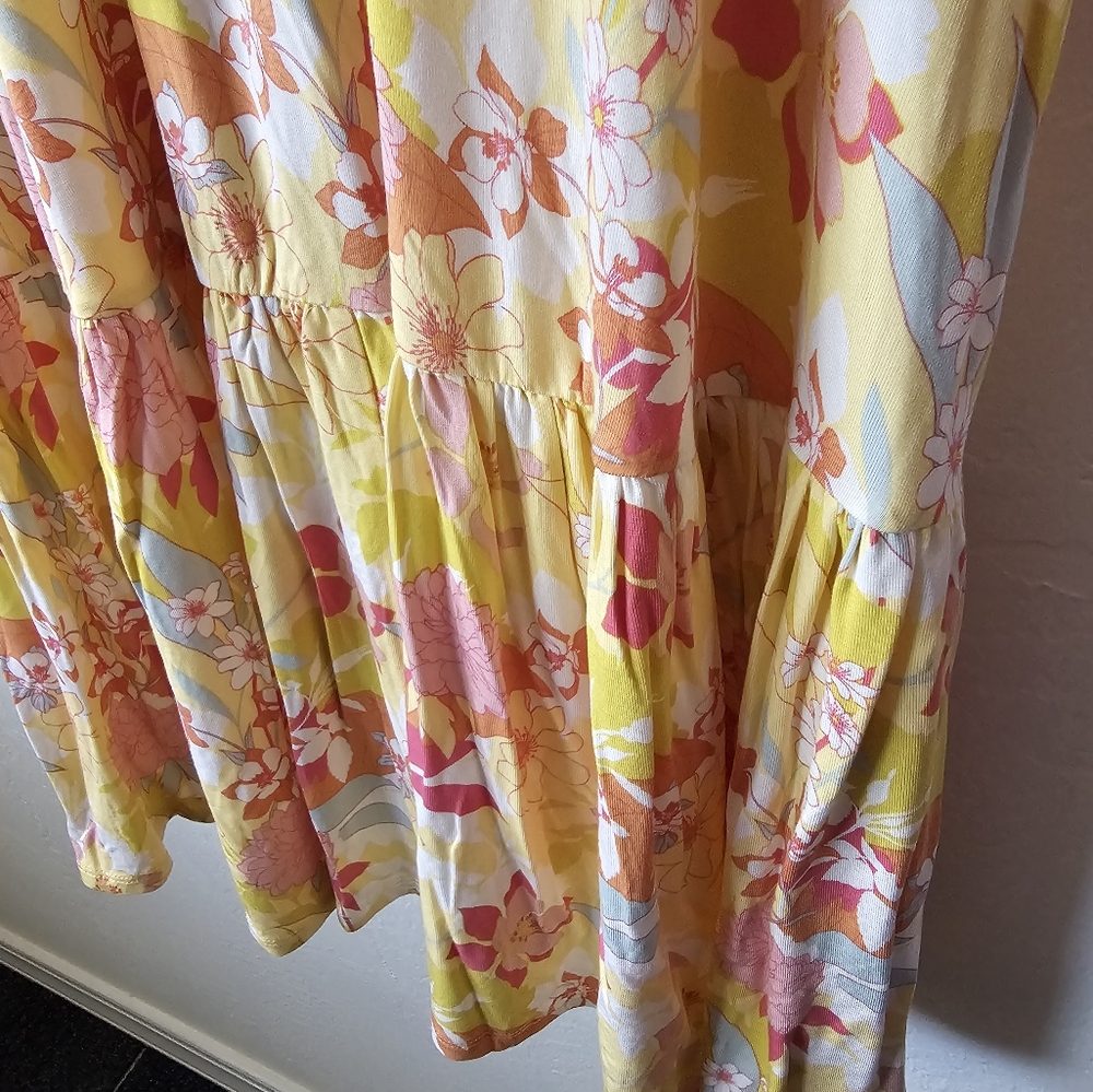 Torrid Yellow and Pink Floral Midi Dress - Picture 4 of 10